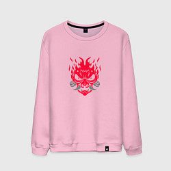 Свитшот хлопковый мужской Логотип Samurai Cyberpunk 2077 - симметричный, цвет: светло-розовый