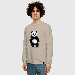 Свитшот хлопковый мужской Панда стоит, цвет: миндальный — фото 2