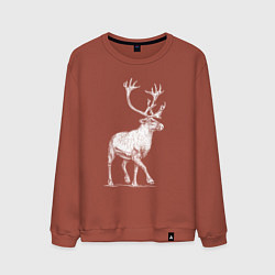 Свитшот хлопковый мужской Северный олень белый спереди, цвет: кирпичный