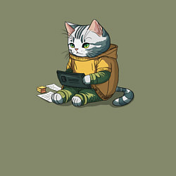 Свитшот хлопковый мужской Котик за учебой, цвет: авокадо — фото 2