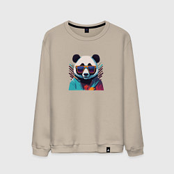 Свитшот хлопковый мужской Модная панда в солнечных очках, цвет: миндальный