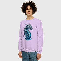 Свитшот хлопковый мужской Живописный дракон, цвет: лаванда — фото 2