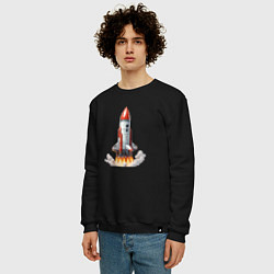 Свитшот хлопковый мужской Запуск космического корабля, цвет: черный — фото 2