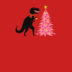 Свитшот хлопковый мужской Динозавр украшает ёлку, цвет: красный — фото 2
