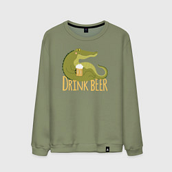 Мужской свитшот Крокодил пьёт пиво