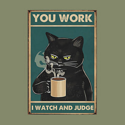 Свитшот хлопковый мужской Суровый кот начальник, цвет: авокадо — фото 2