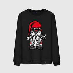 Свитшот хлопковый мужской Санта Клаус - гном, цвет: черный