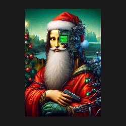 Свитшот хлопковый мужской Mona Lisa in Santa costume - cyberpunk, цвет: черный — фото 2