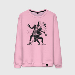 Свитшот хлопковый мужской Мощный удар боксёра, цвет: светло-розовый