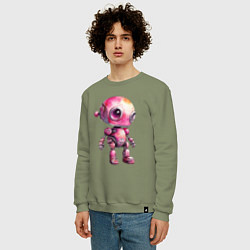 Свитшот хлопковый мужской Робот киберпанк, цвет: авокадо — фото 2