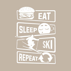 Свитшот хлопковый мужской Еда сон лыжи, цвет: миндальный — фото 2