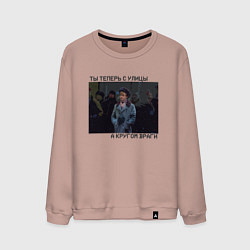 Свитшот хлопковый мужской Кругом враги рисунок, цвет: пыльно-розовый