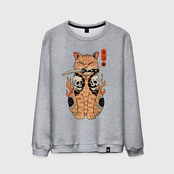 Мужской свитшот Огненный кот якудза самурай