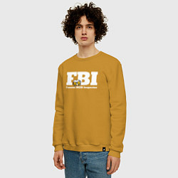 Свитшот хлопковый мужской FBI - beer inspector, цвет: горчичный — фото 2