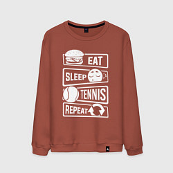 Свитшот хлопковый мужской Еда сон теннис, цвет: кирпичный