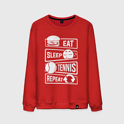 Свитшот хлопковый мужской Еда сон теннис, цвет: красный