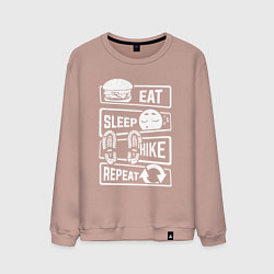 Свитшот хлопковый мужской Еда сон туризм, цвет: пыльно-розовый
