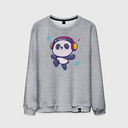 Свитшот хлопковый мужской Music panda, цвет: меланж
