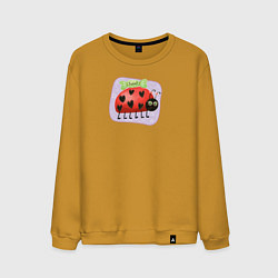 Свитшот хлопковый мужской Божья коровка и конфета, цвет: горчичный