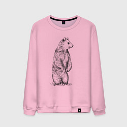 Свитшот хлопковый мужской Медведь стоящий, цвет: светло-розовый