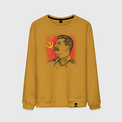 Свитшот хлопковый мужской Профиль Сталина СССР, цвет: горчичный