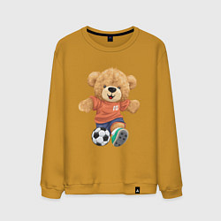 Свитшот хлопковый мужской Плюшевый медвежонок футболист, цвет: горчичный