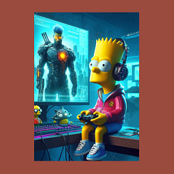 Свитшот хлопковый мужской Bart Simpson is an avid gamer, цвет: кирпичный — фото 2