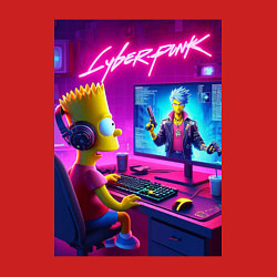 Свитшот хлопковый мужской Gamer Bart - cyberpunk, цвет: красный — фото 2