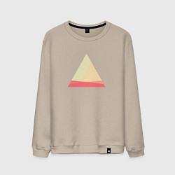 Свитшот хлопковый мужской Абстрактные цветные треугольники, цвет: миндальный