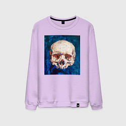 Свитшот хлопковый мужской Картина черепа, цвет: лаванда