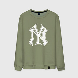 Свитшот хлопковый мужской New York yankees - baseball logo, цвет: авокадо