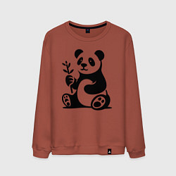 Свитшот хлопковый мужской Сидящая панда с бамбуком в лапе, цвет: кирпичный