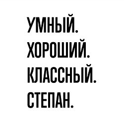 Свитшот хлопковый мужской Умный, хороший и классный Степан, цвет: белый — фото 2