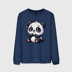 Свитшот хлопковый мужской Забавная маленькая панда, цвет: тёмно-синий