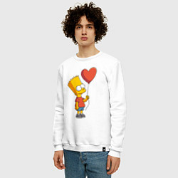 Свитшот хлопковый мужской Барт Симпсон с шариком, цвет: белый — фото 2