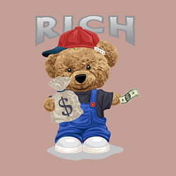 Свитшот хлопковый мужской Плюшевый медведь с мешком денег, цвет: пыльно-розовый — фото 2