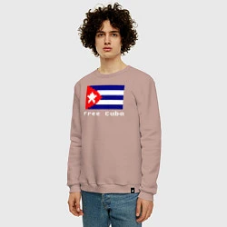 Свитшот хлопковый мужской Free Cuba, цвет: пыльно-розовый — фото 2
