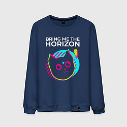 Свитшот хлопковый мужской Bring Me the Horizon rock star cat, цвет: тёмно-синий
