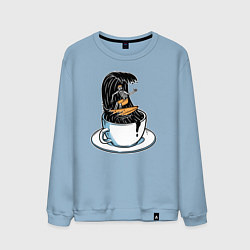 Свитшот хлопковый мужской Кофейный серфер, цвет: мягкое небо