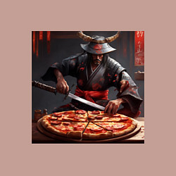 Свитшот хлопковый мужской Самурай с пиццей, цвет: пыльно-розовый — фото 2