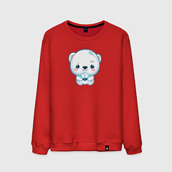 Свитшот хлопковый мужской Белый полярный медвежонок, цвет: красный