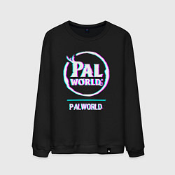 Свитшот хлопковый мужской Palworld в стиле glitch и баги графики, цвет: черный