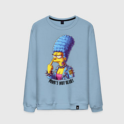 Свитшот хлопковый мужской Marge Simpson - punks not dead motto, цвет: мягкое небо