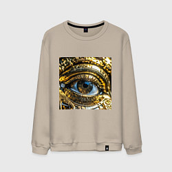 Свитшот хлопковый мужской Глаз металлический желтого цвета в стиле стимпанк, цвет: миндальный