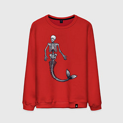 Свитшот хлопковый мужской Скелет русалки, цвет: красный
