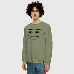 Свитшот хлопковый мужской Роблокс лицо улыбка, цвет: авокадо — фото 2