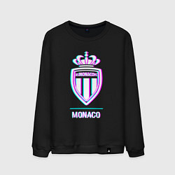 Свитшот хлопковый мужской Monaco FC в стиле glitch, цвет: черный