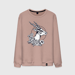 Мужской свитшот Антилопа и цветы