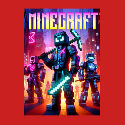 Свитшот хлопковый мужской Cyberpunk and Minecraft - ai art collaboration, цвет: красный — фото 2