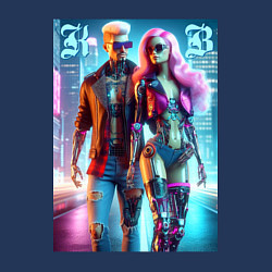 Свитшот хлопковый мужской Ken and Barbie - cyberpunk fantasy, цвет: тёмно-синий — фото 2